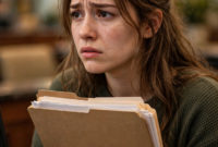 Worried woman at a bank counter holding documents after learning about ChexSystems vs Early Warning Services