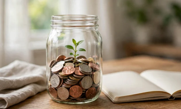 Savings growing over time like a building credit history