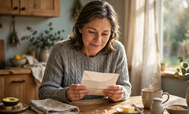 Reading a bank account approval letter at home