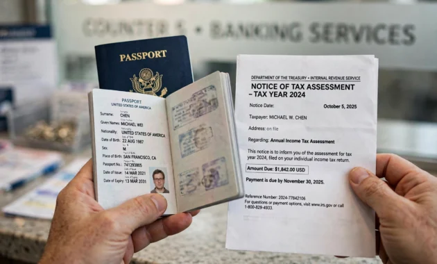 Passport and tax documents ready for opening a bank account without an ssn